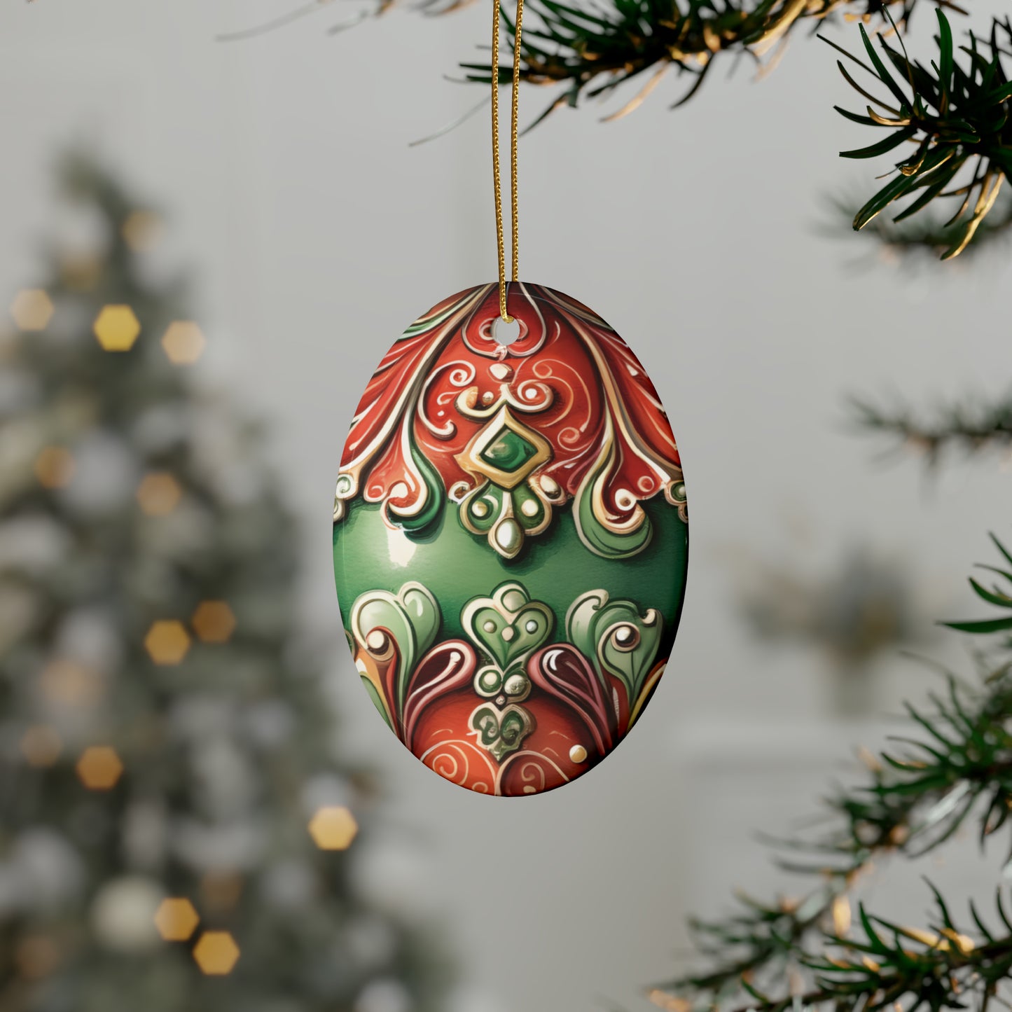 Red & Green Emerald Ceramic Christmas Ornaments (1pcs, 5pcs, 10pcs, 20pcs)