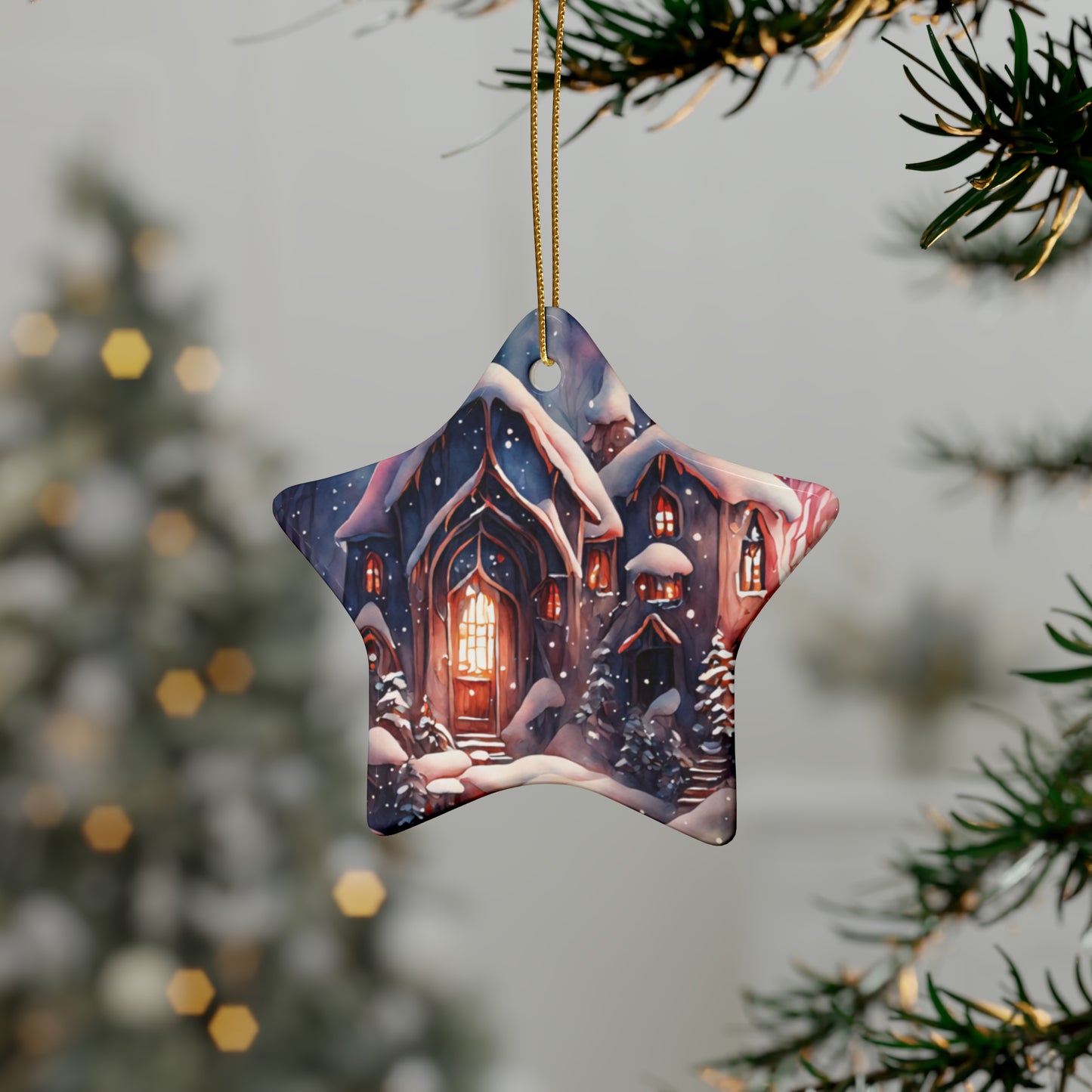 Idyllic Fantasy Christmas Scene | Ceramic Ornaments (1pcs, 5pcs, 10pcs, 20pcs) - 25