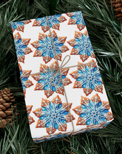 Gingerbread Snowflake Cookie Blue Isomalt Centre - Wrapping Paper