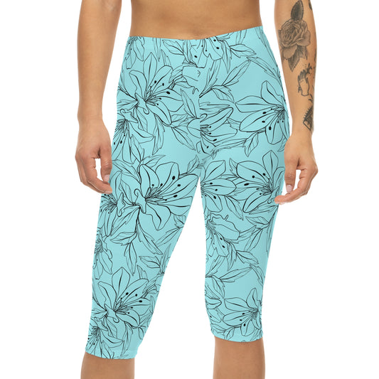 Spring Orchids Collection | Women’s Capri Mid-Rise Leggings Activewear - Comfort That Moves With You