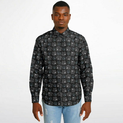 Maple Leaf Black Long Sleeve Button Down Shirt