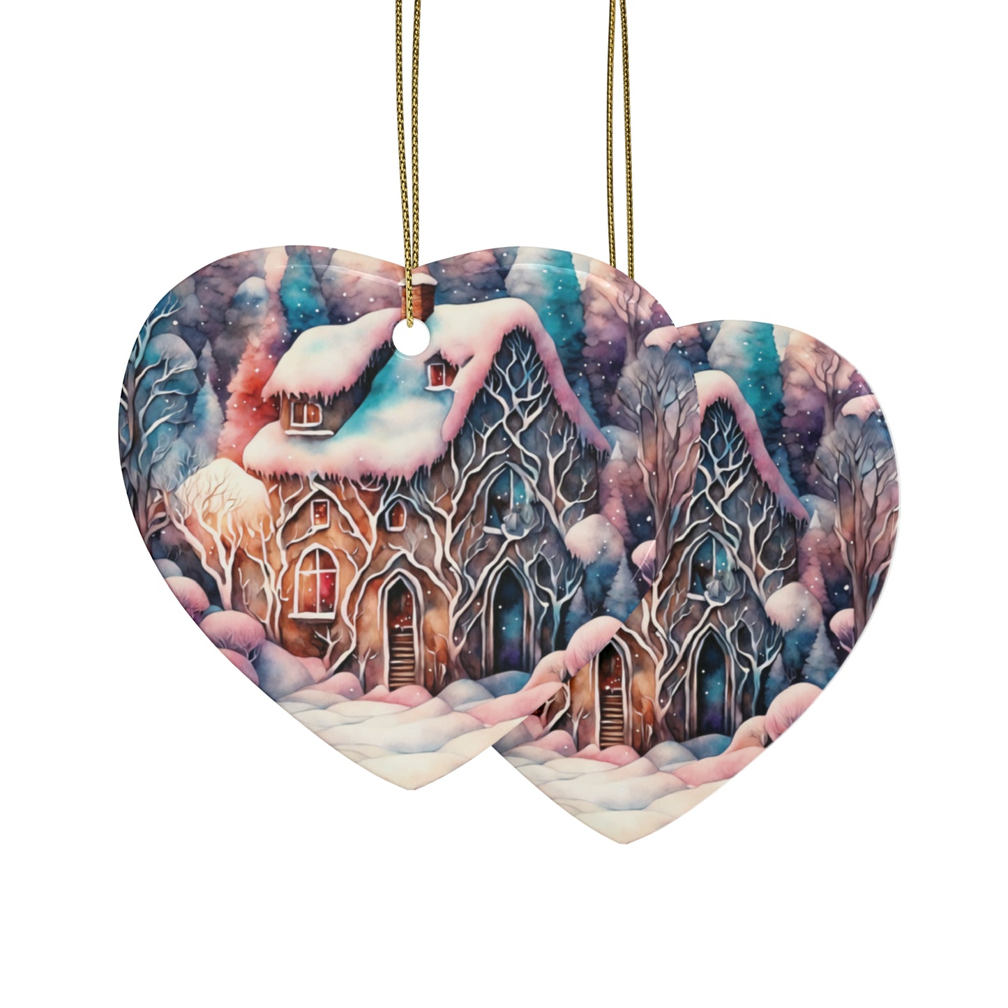Idyllic Fantasy Christmas Scene | Ceramic Ornaments (1pcs, 5pcs, 10pcs, 20pcs) - 9