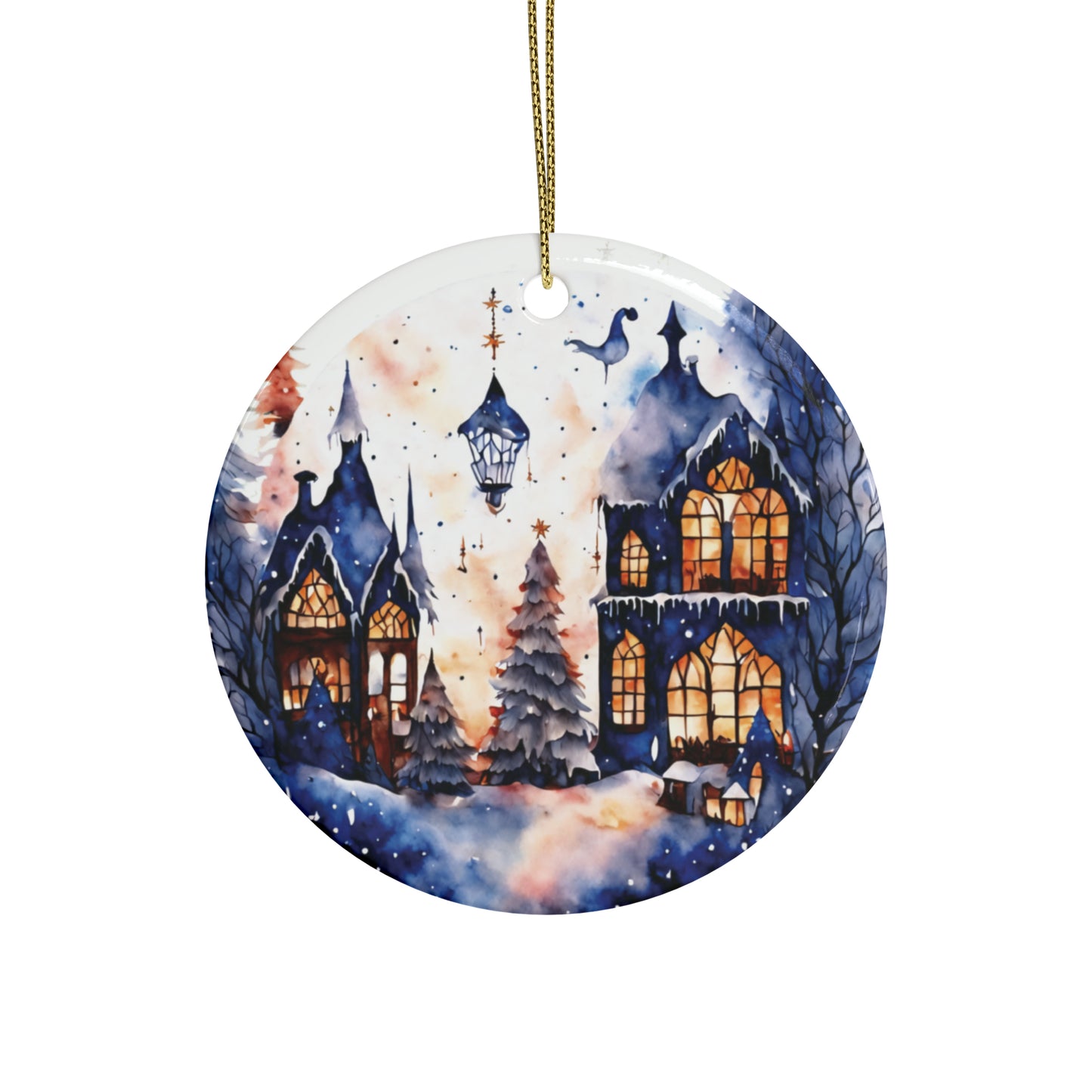 Idyllic Fantasy Christmas Scene | Ceramic Ornaments (1pcs, 5pcs, 10pcs, 20pcs) - 23