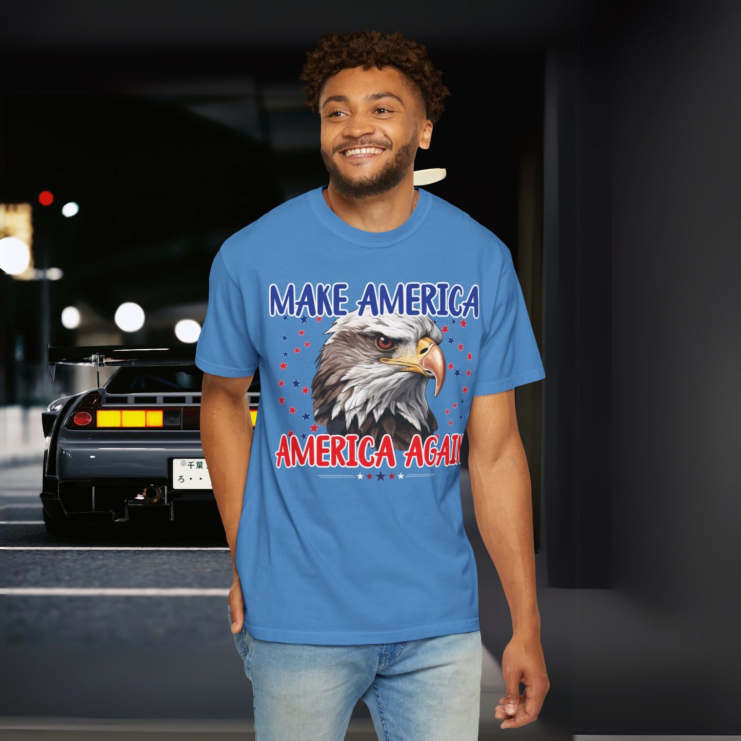 Make America America Again | Men's Garment-Dyed T-Shirt - Bald Eagle & Stars