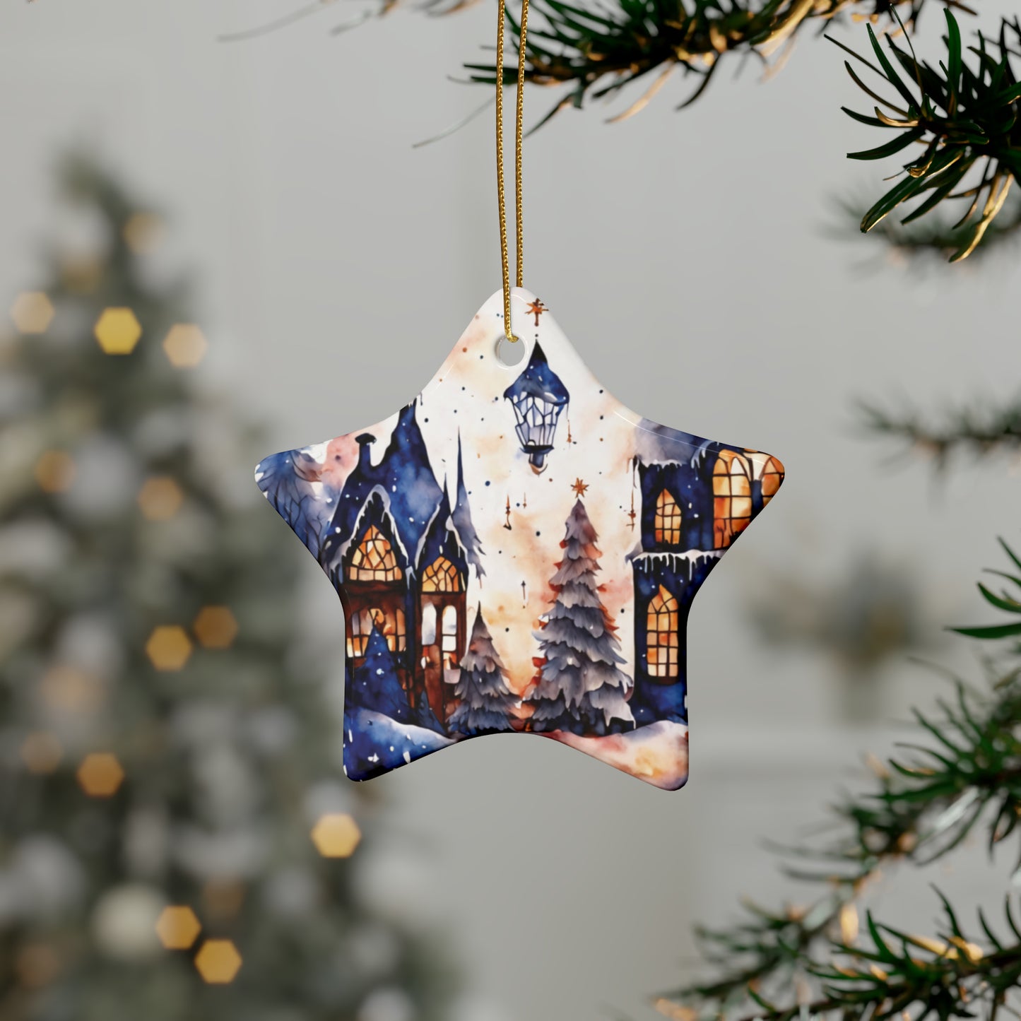 Idyllic Fantasy Christmas Scene | Ceramic Ornaments (1pcs, 5pcs, 10pcs, 20pcs) - 23