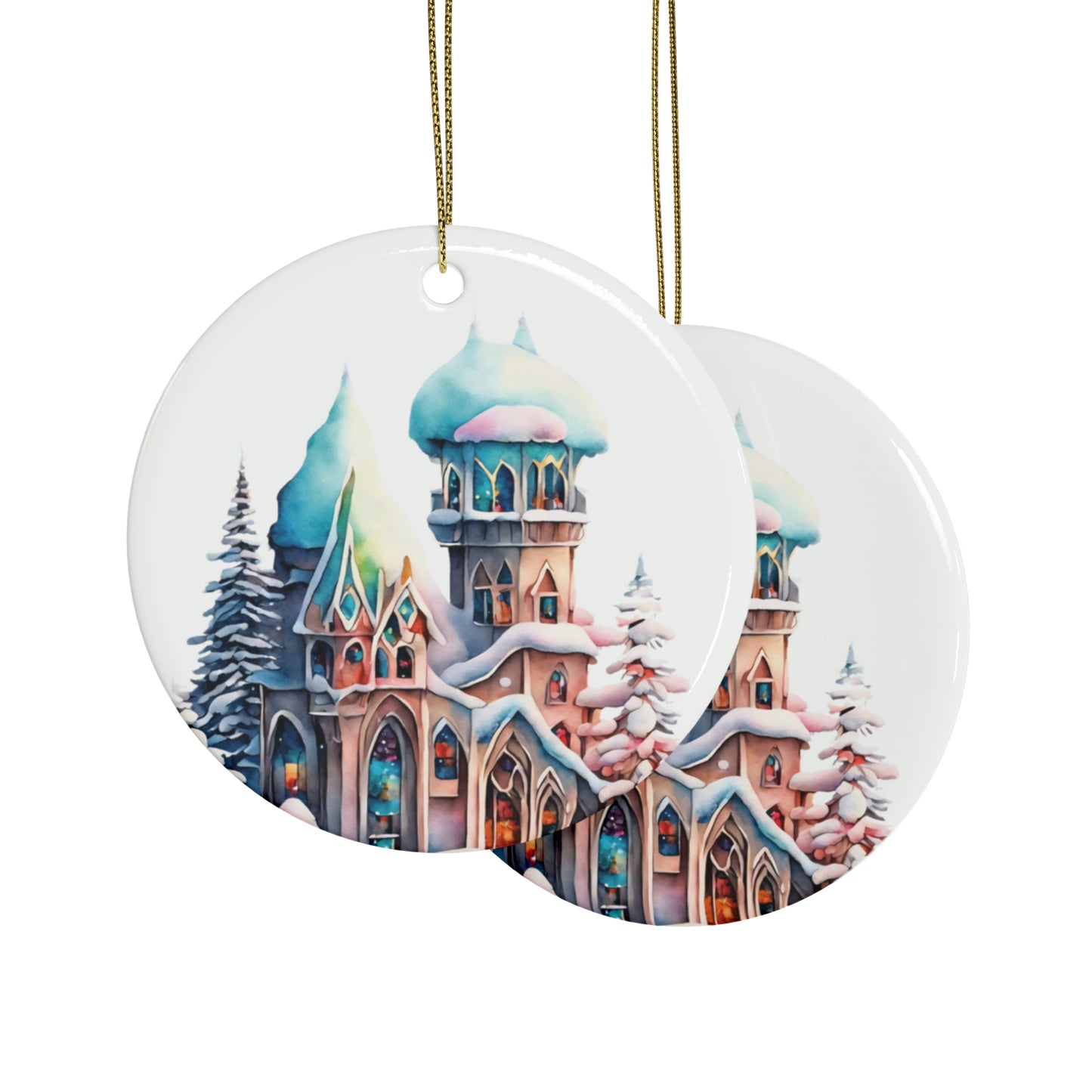 Idyllic Fantasy Christmas Scene | Ceramic Ornaments (1pcs, 5pcs, 10pcs, 20pcs) - 21