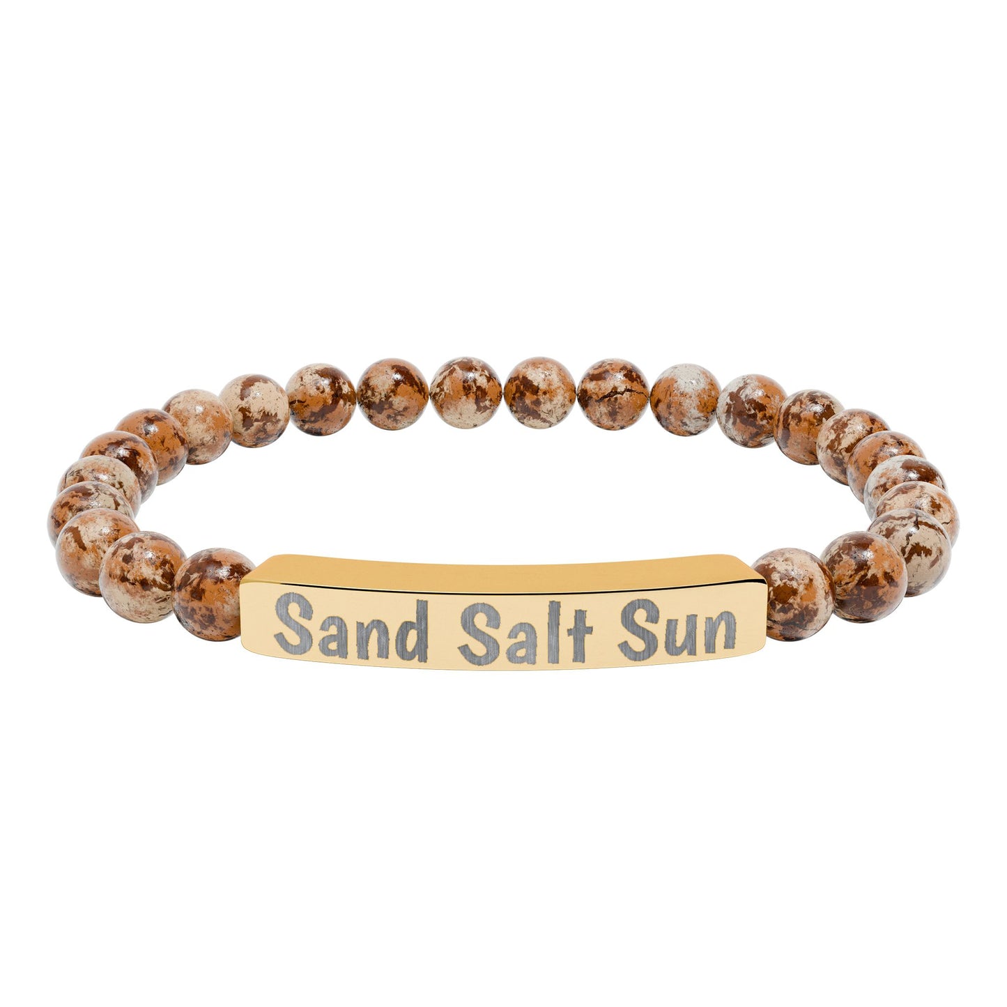 Personalized & Engraved Natural Stone Stretch Bar Bracelet
