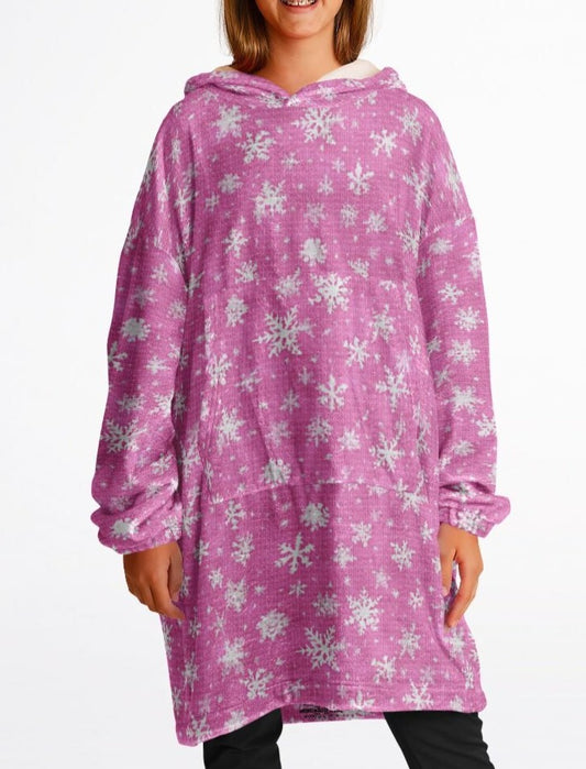 Pink Snowflake Winter Snug Hoodie