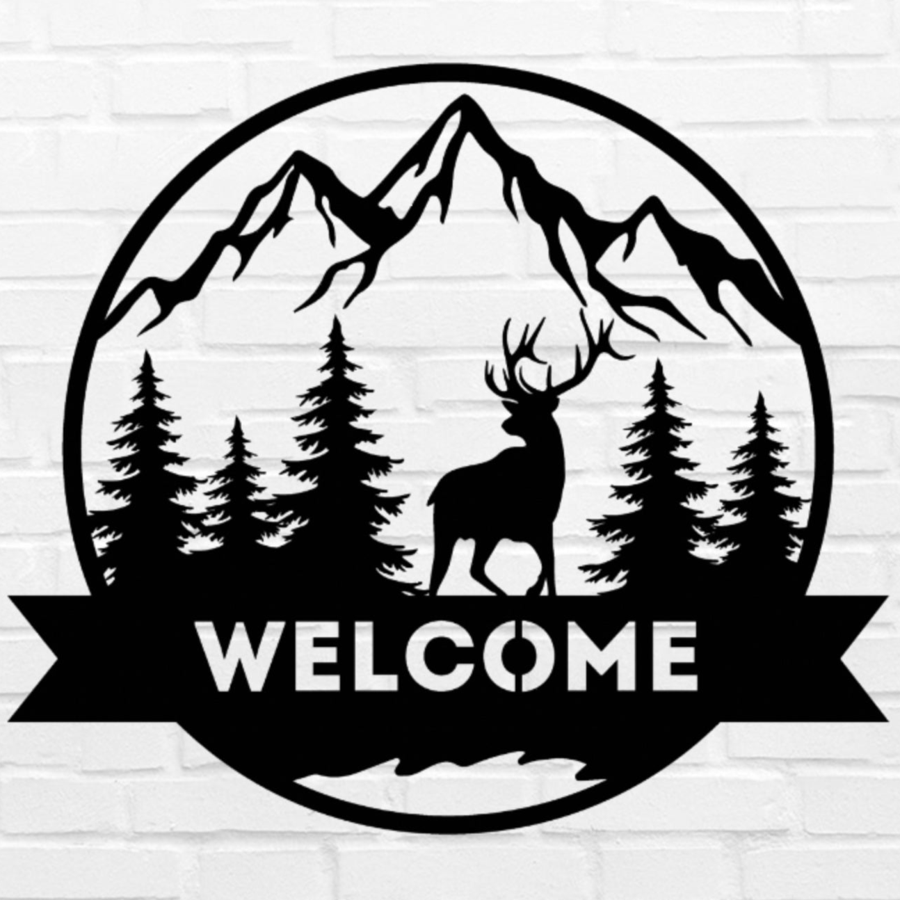 Welcome - Elk Rugged Wilderness - Iron Metal Plaque Wall Art