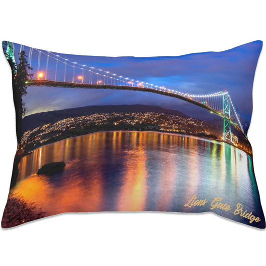 Lions Gate Bridge Double-Sided Pillowcase – Breathtaking Vancouver Views | 26"x20" Peach Skin Cover