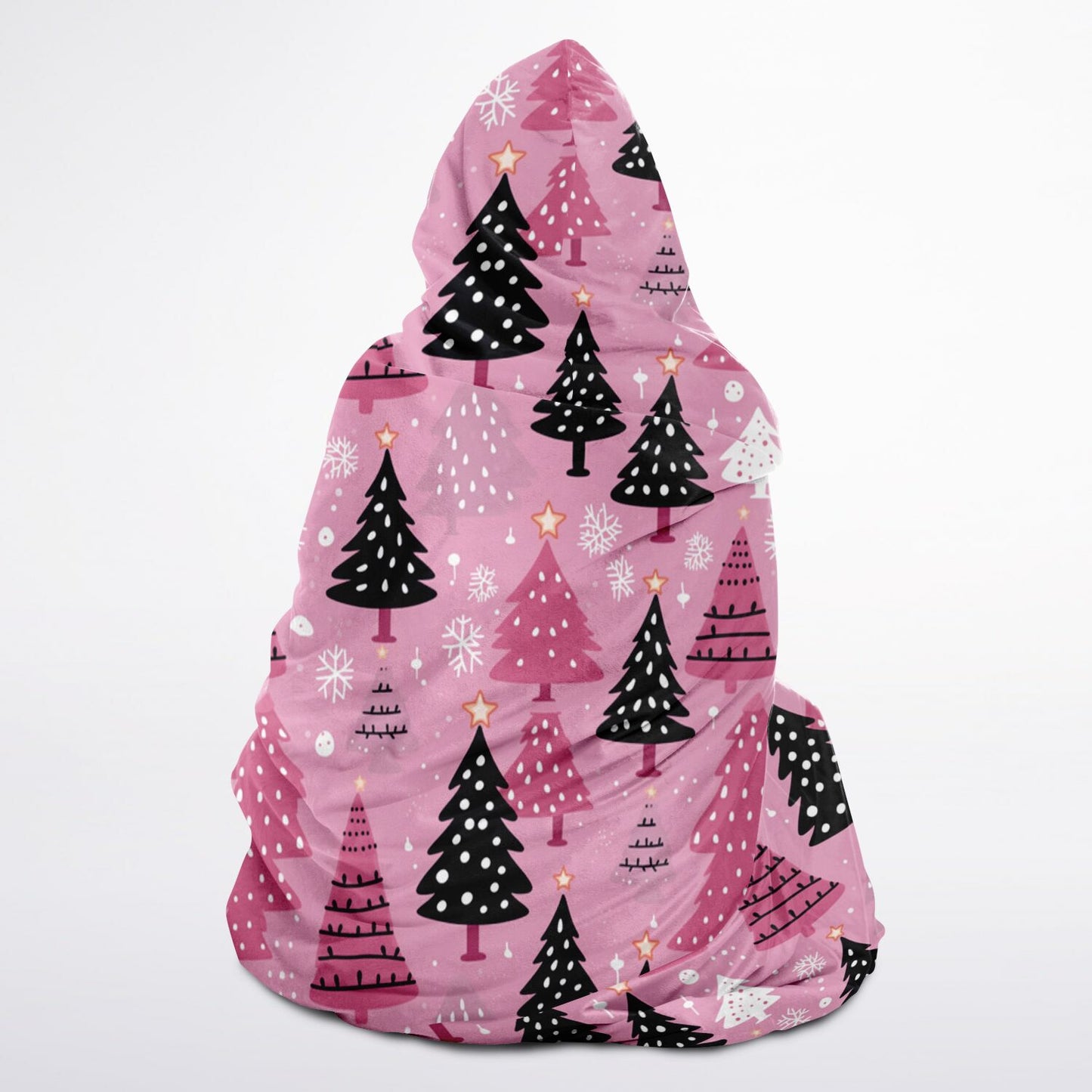 Pink Christmas Trees - Hooded Micro Fleece Blanket – Ultra Soft with Unique Graphics