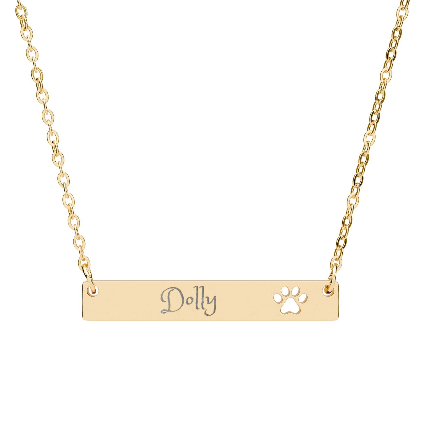 Personalized & Engraved Pet Cutout Paw | Bar Necklace