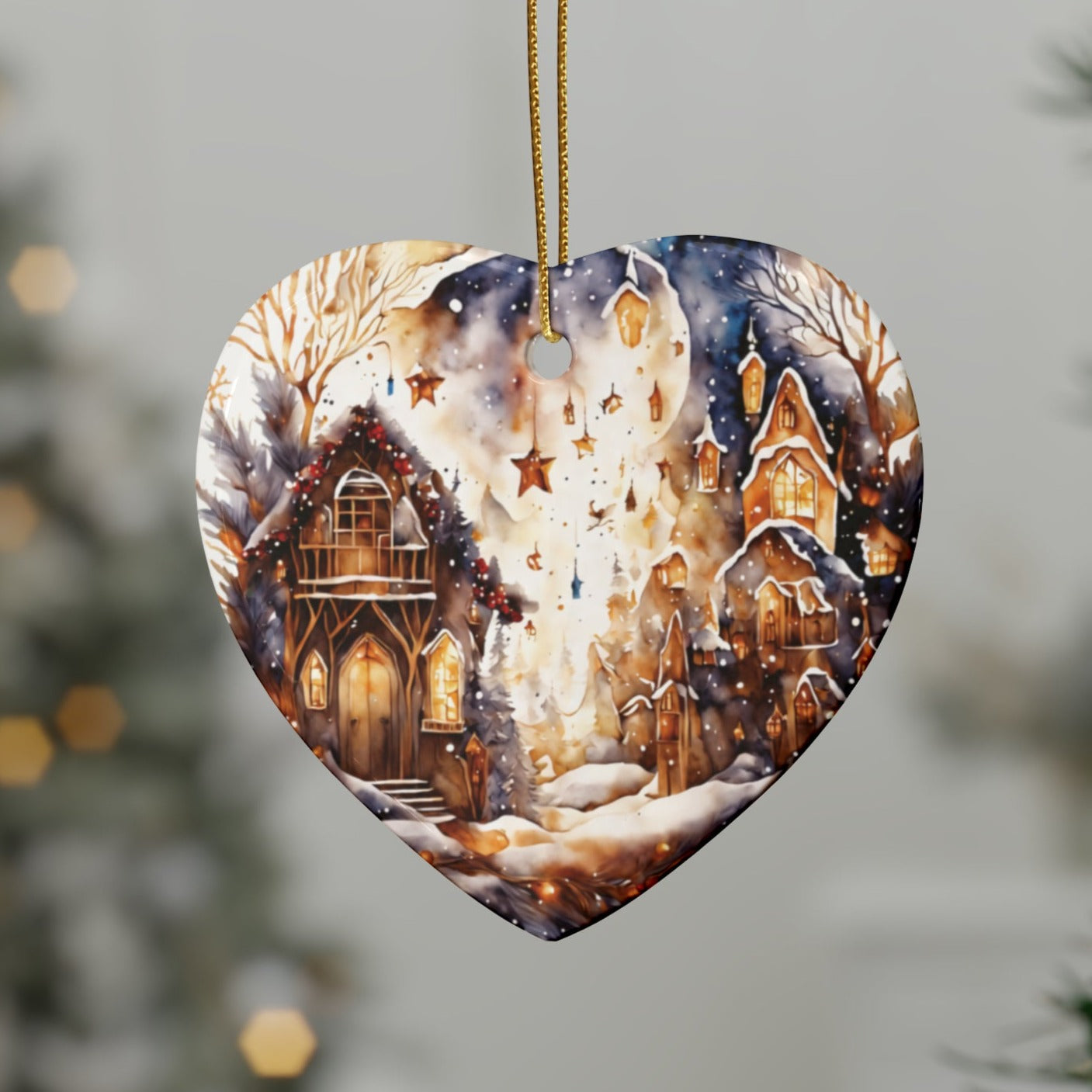 Idyllic Fantasy Christmas Scene | Ceramic Ornaments (1pcs, 5pcs, 10pcs, 20pcs) - 18