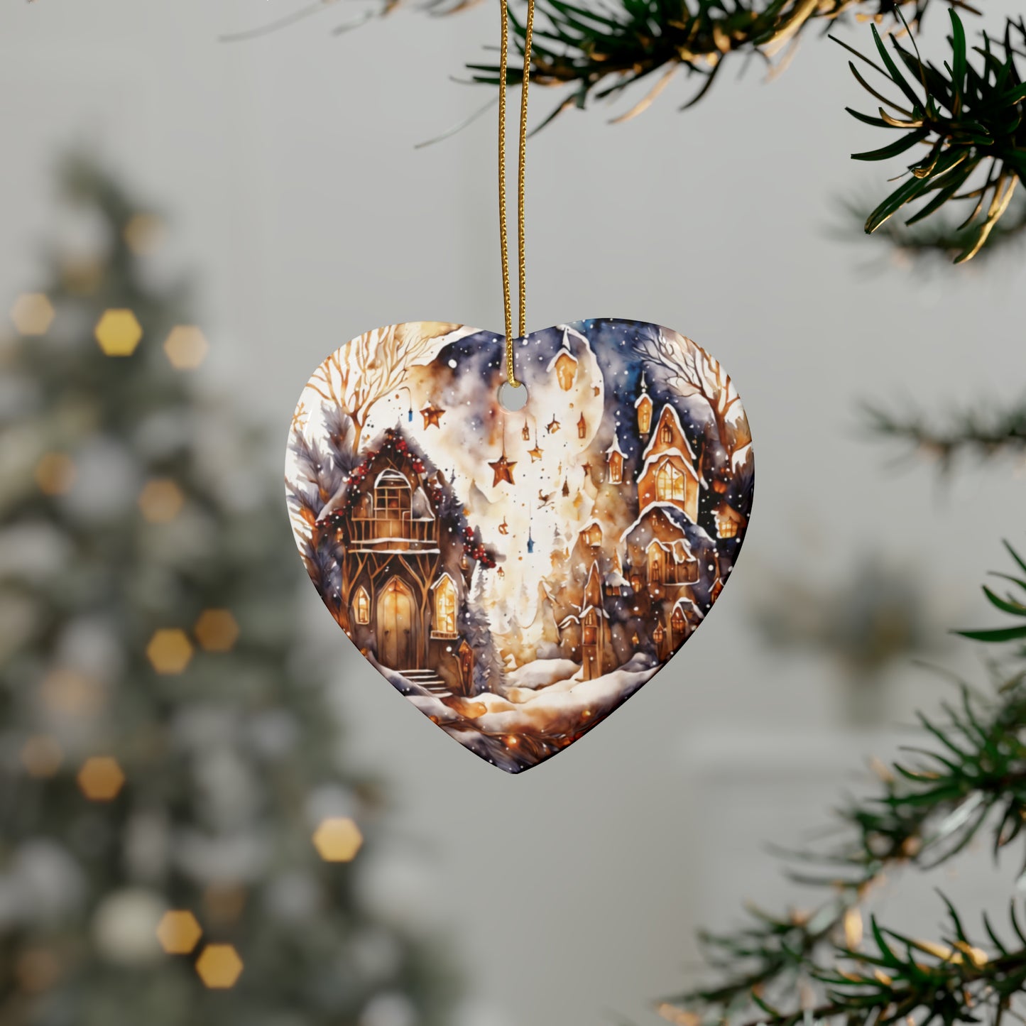Idyllic Fantasy Christmas Scene | Ceramic Ornaments (1pcs, 5pcs, 10pcs, 20pcs) - 18