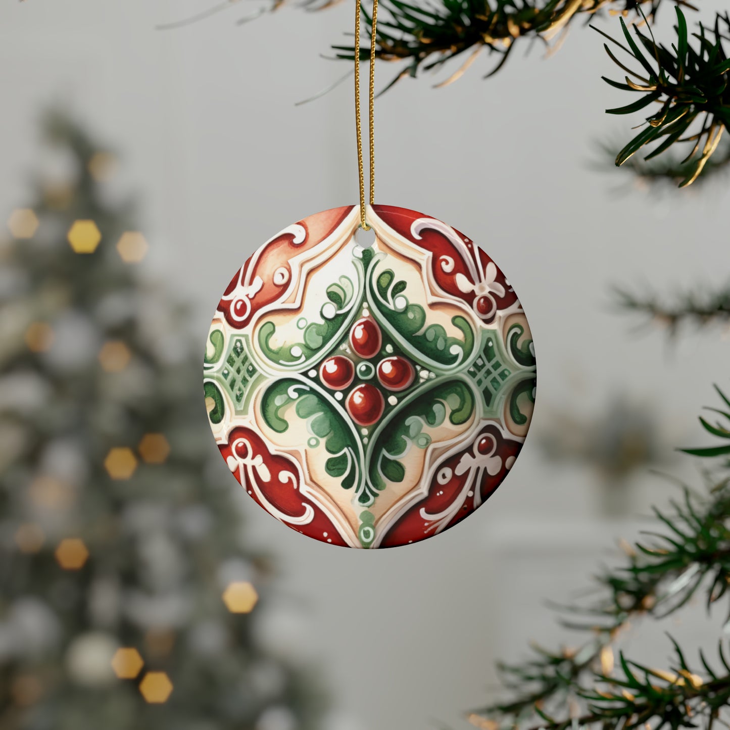 Green & Red Ruby Ceramic Christmas Ornaments (1pcs, 5pcs, 10pcs, 20pcs)