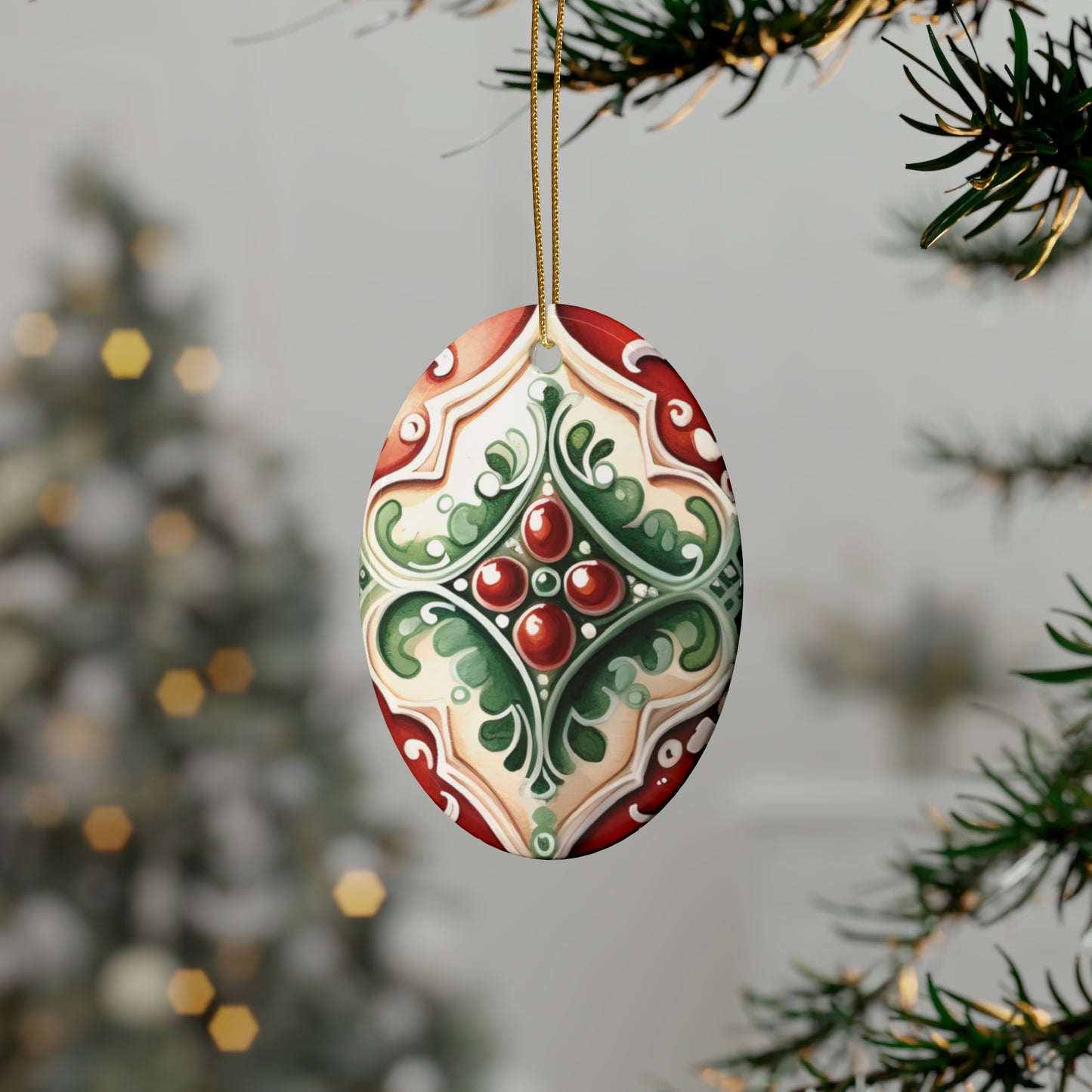 Green & Red Ruby Ceramic Christmas Ornaments (1pcs, 5pcs, 10pcs, 20pcs)