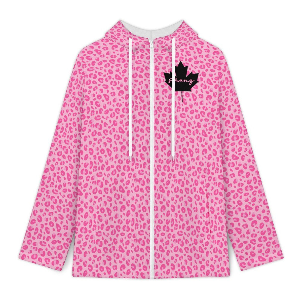 CANADA Strong | 250gsm Fleece Jacket with Hood - Pink Leopard
