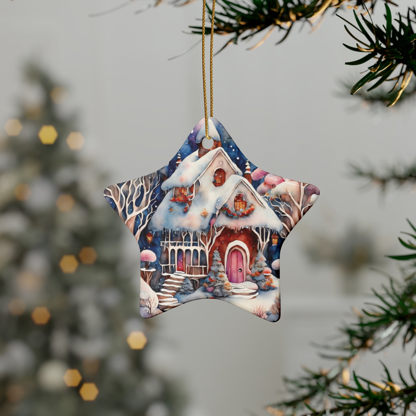Idyllic Fantasy Christmas Scene | Ceramic Ornaments (1pcs, 5pcs, 10pcs, 20pcs) - 24
