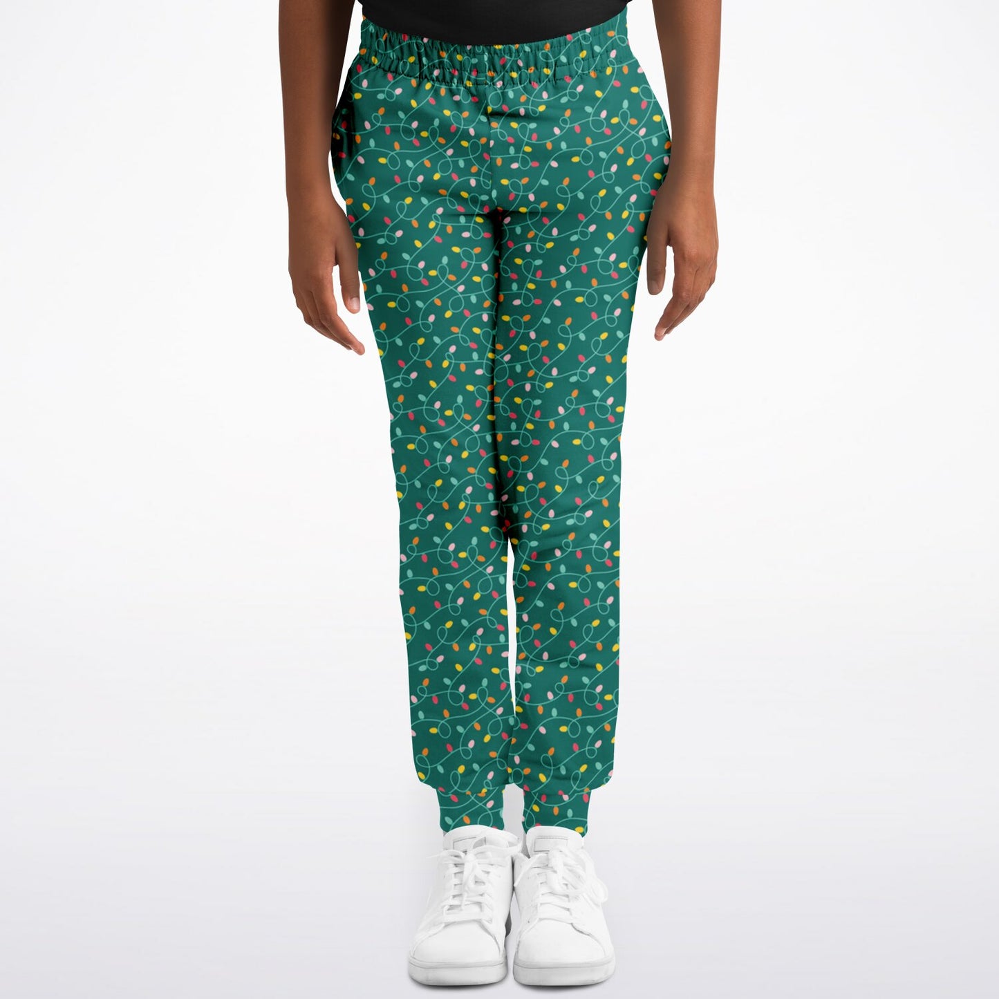 Teal Christmas Lights - Fashion Kids/Youth Jogger - AOP