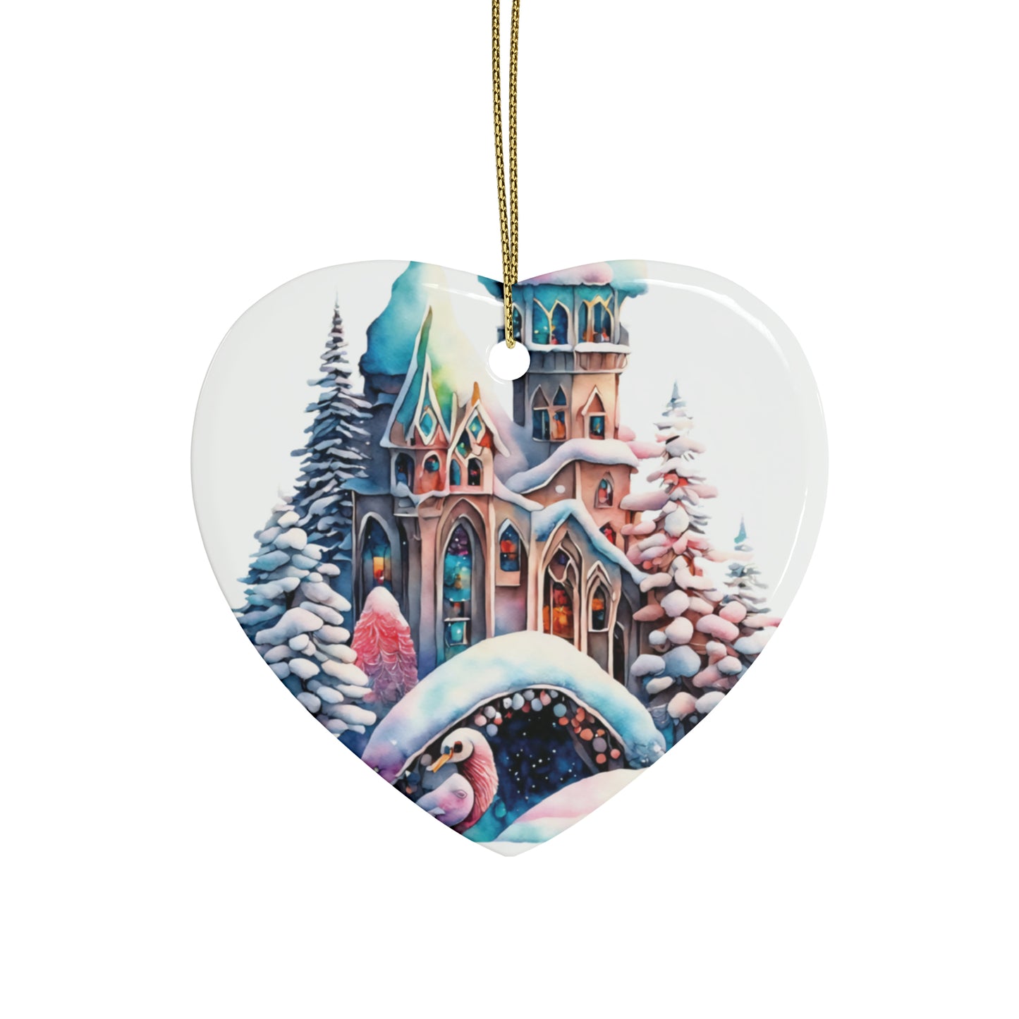 Idyllic Fantasy Christmas Scene | Ceramic Ornaments (1pcs, 5pcs, 10pcs, 20pcs) - 21