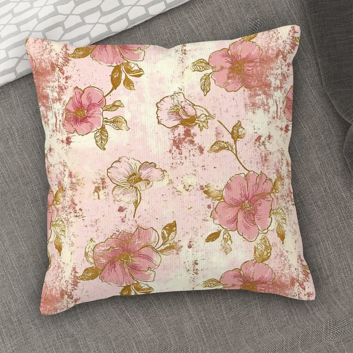 Vintage Flowers - Corduroy Throw Pillow Covers (Double-Sided Design)