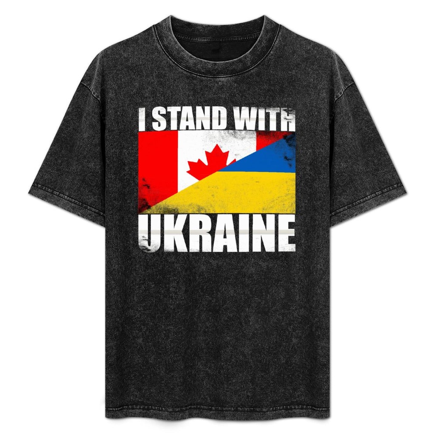 I Stand With Ukraine | Men's Stone Washed Vintage T-Shirt - Canada + Ukraine