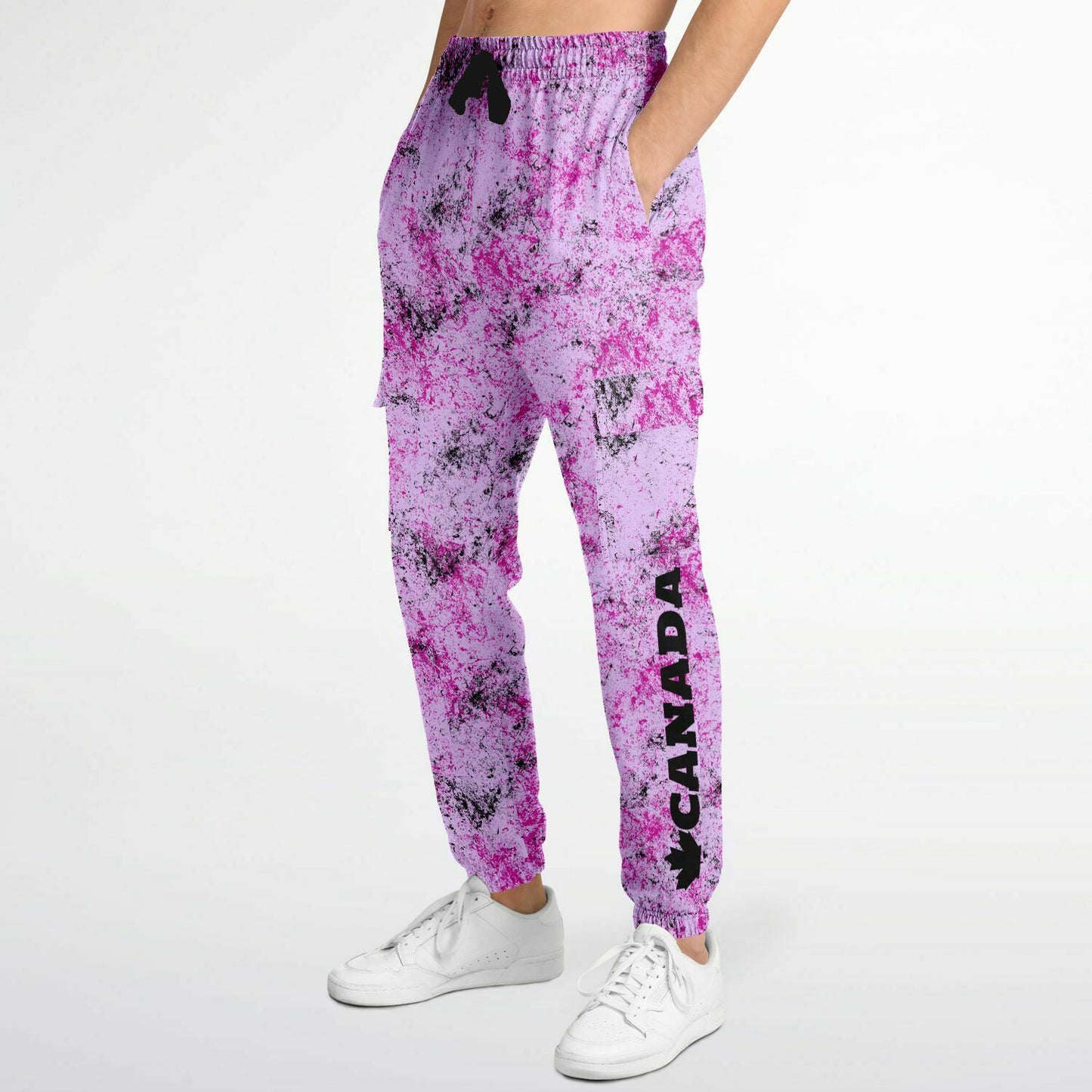 Pink & Black on Purple Canadian Grunge - Athletic Cargo Sweatpants