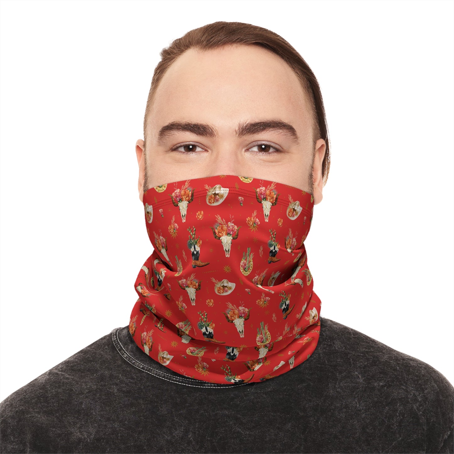 Western Bloom Neck Gaiter – Rustic Charm with Floral Flair