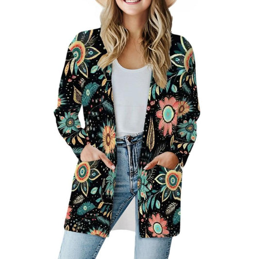 BOHO Western - Women's Long-Sleeved Cardigan with Pockets - Soft, Stretchy & Stylish