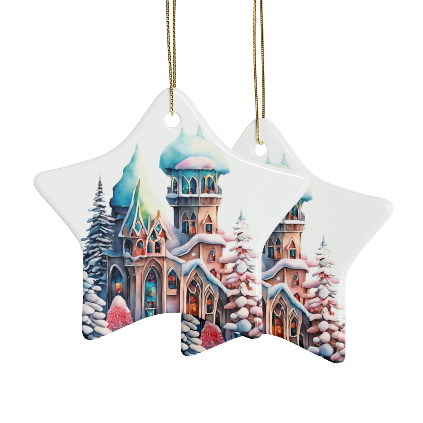 Idyllic Fantasy Christmas Scene | Ceramic Ornaments (1pcs, 5pcs, 10pcs, 20pcs) - 21