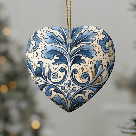 Dusty Blue & Cream Swirl Ceramic Christmas Ornaments (1pcs, 5pcs, 10pcs, 20pcs)
