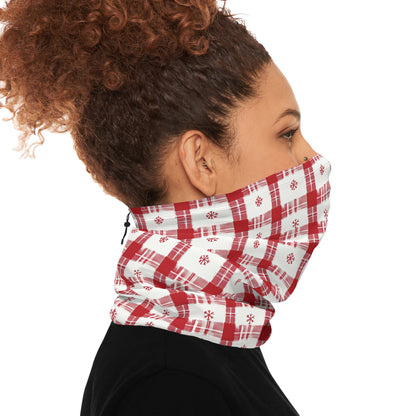 Snowflake Plaid Gaiter – Winter Warmth in Classic Red