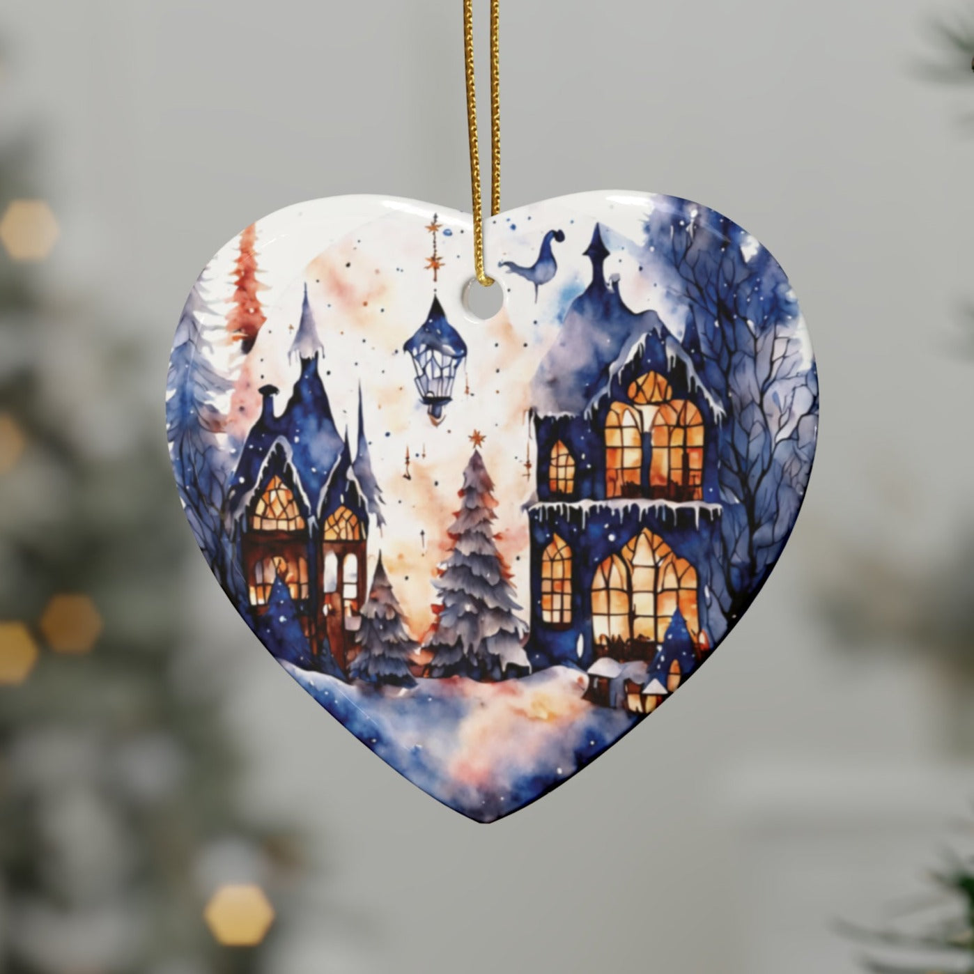 Idyllic Fantasy Christmas Scene | Ceramic Ornaments (1pcs, 5pcs, 10pcs, 20pcs) - 23