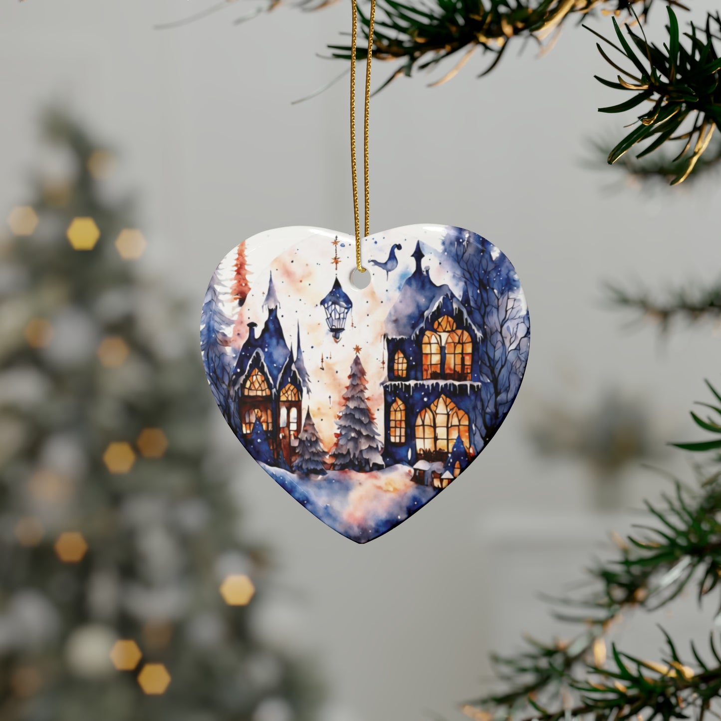 Idyllic Fantasy Christmas Scene | Ceramic Ornaments (1pcs, 5pcs, 10pcs, 20pcs) - 23