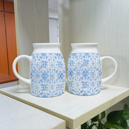 Light Blue Floral 450 ml Milk Vase