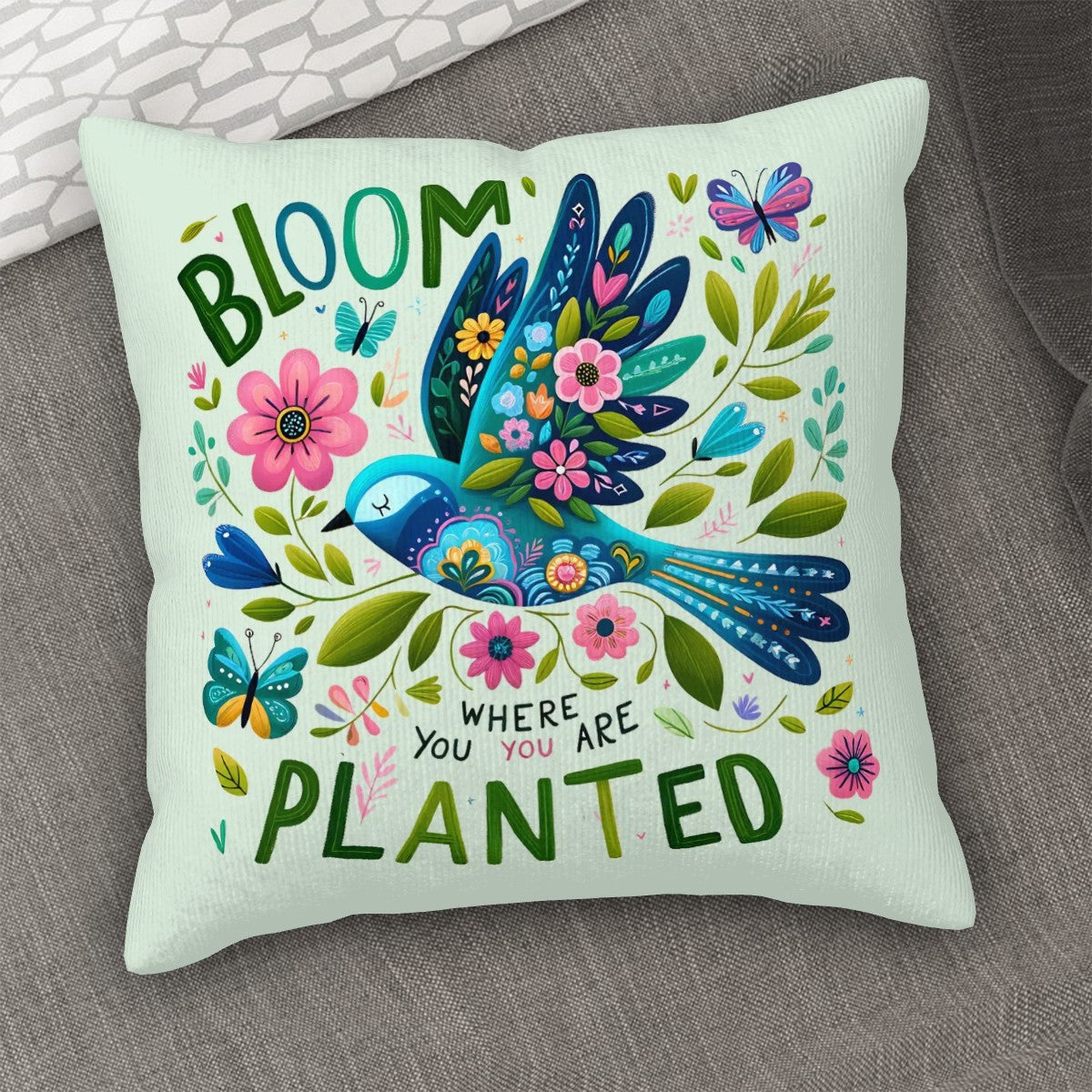 Bloom Where You Are Planted - Corduroy Throw Pillow Covers (Double-Sided Design)