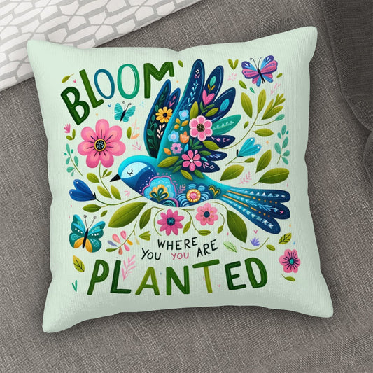 Bloom Where You Are Planted - Corduroy Throw Pillow Covers (Double-Sided Design)