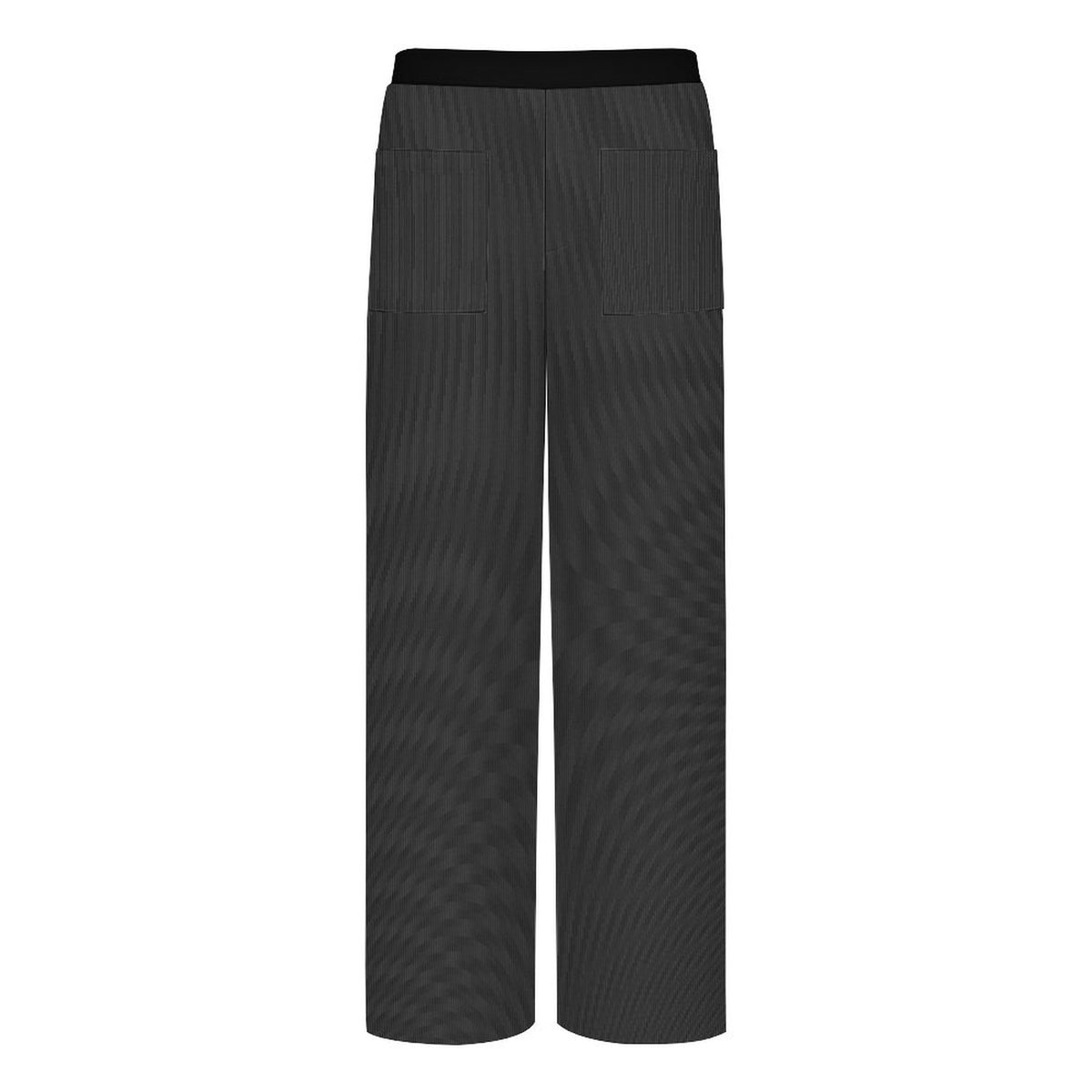 Charcoal Gray Faux Corduroy Wide-Leg Crop Pants for Women