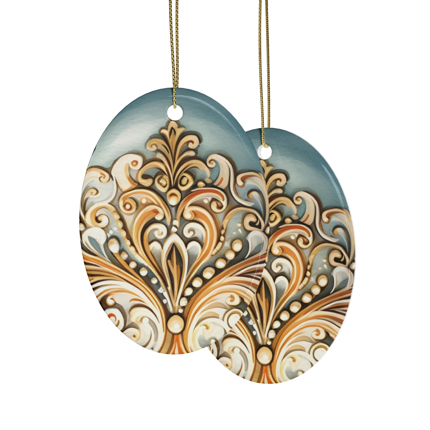 Blue & Gold Ceramic Christmas Ornaments (1pcs, 5pcs, 10pcs, 20pcs)