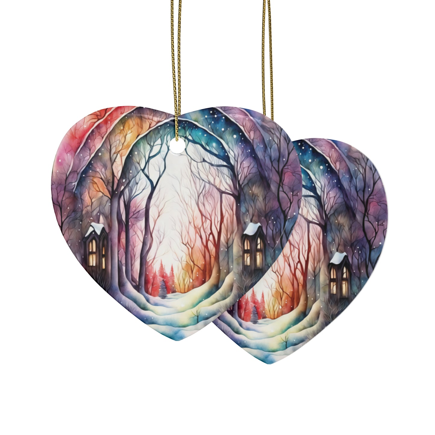 Idyllic Fantasy Christmas Scene | Ceramic Ornaments (1pcs, 5pcs, 10pcs, 20pcs) - 13