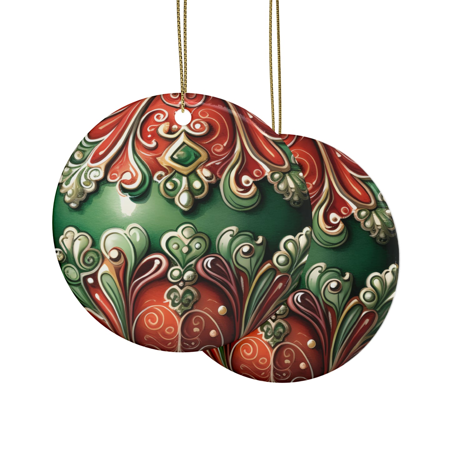 Red & Green Emerald Ceramic Christmas Ornaments (1pcs, 5pcs, 10pcs, 20pcs)