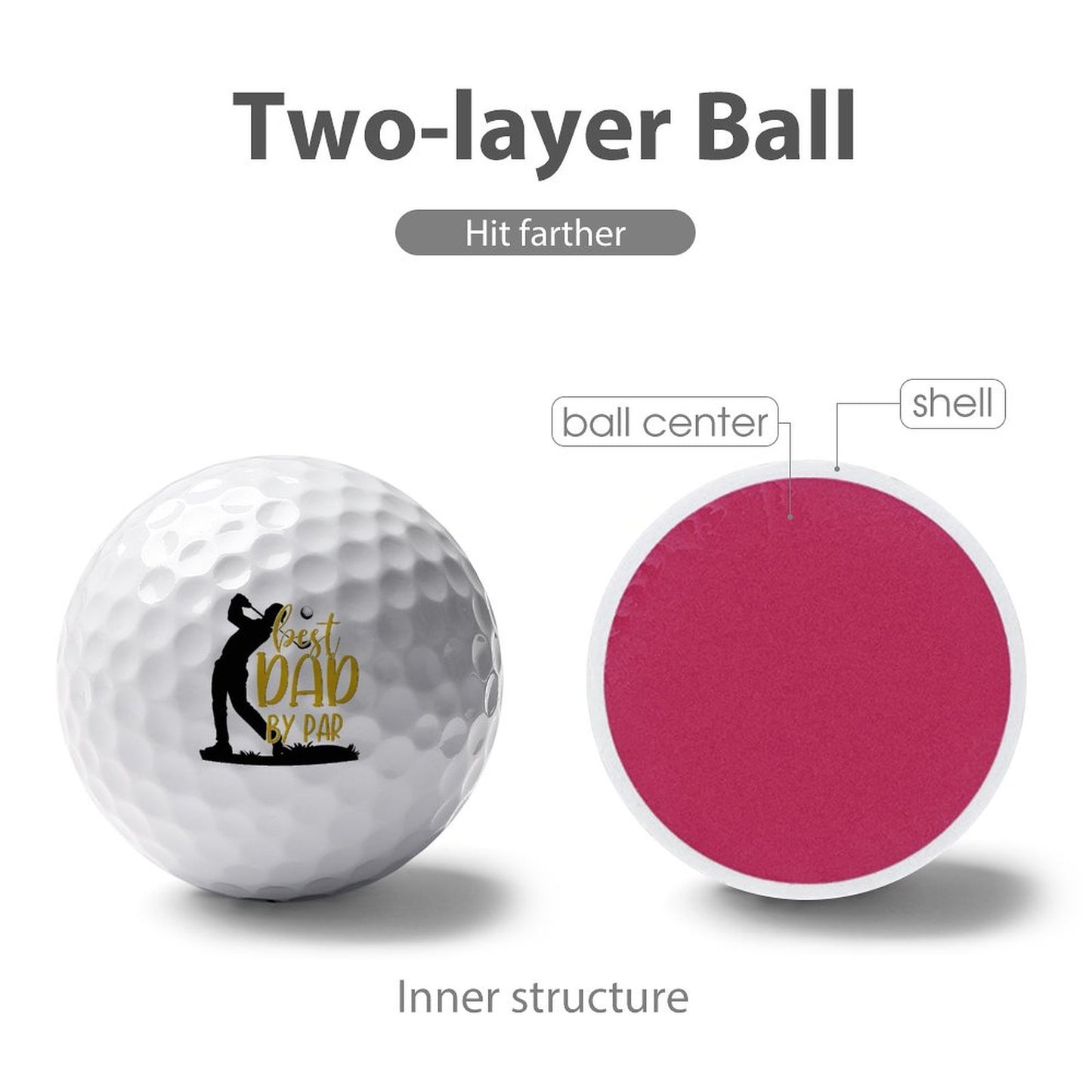 Best Dad By Par | Two-Layer Golf Ball – Fun Gift for Golf Dads