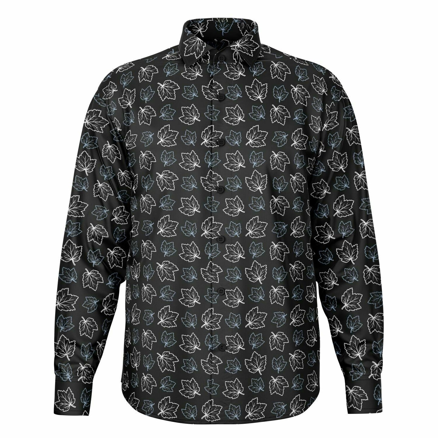 Maple Leaf Black Long Sleeve Button Down Shirt