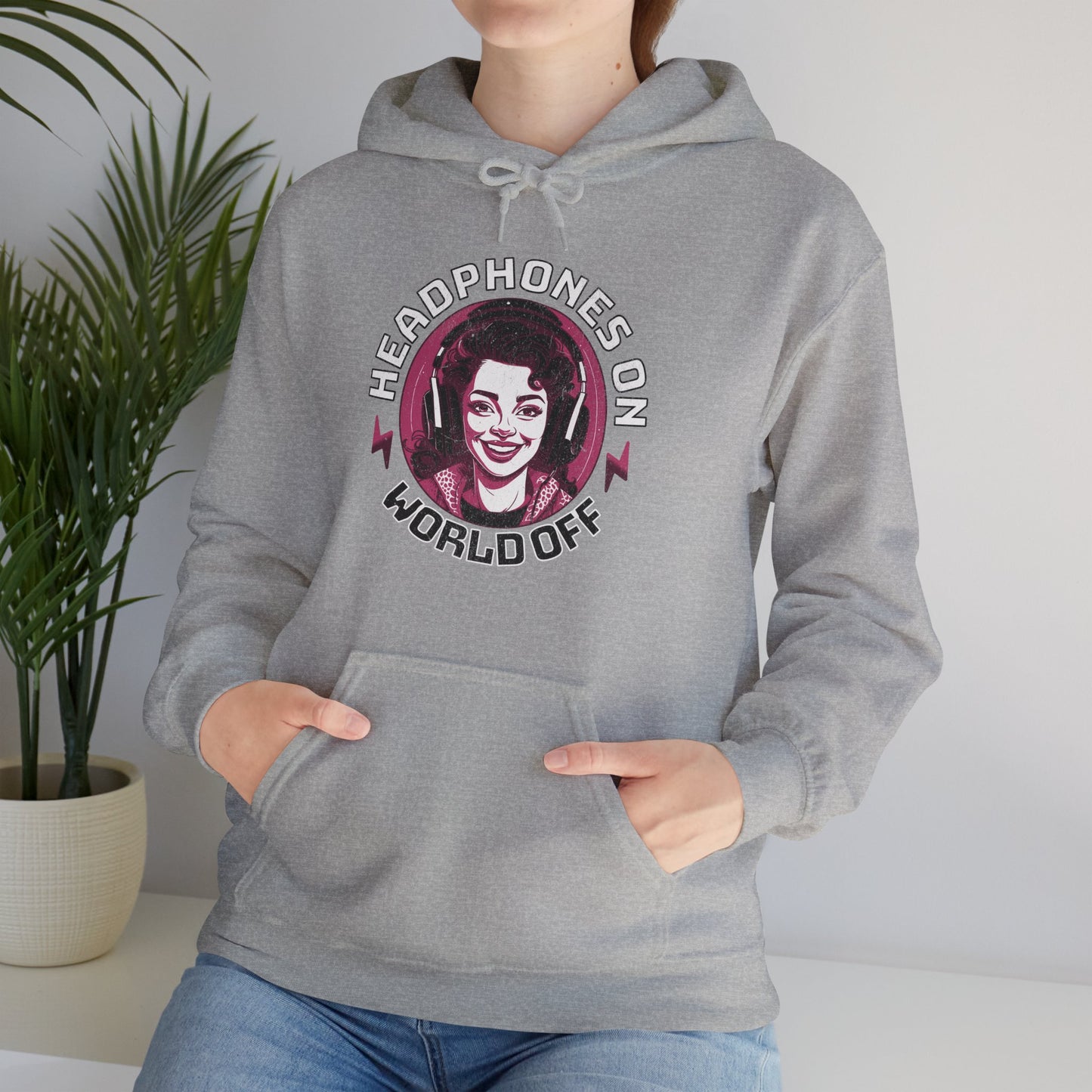 Headphones On - World Off - Unisex Heavy Blend™ Hoodie -  ADHD Sensitivities Awareness Focus