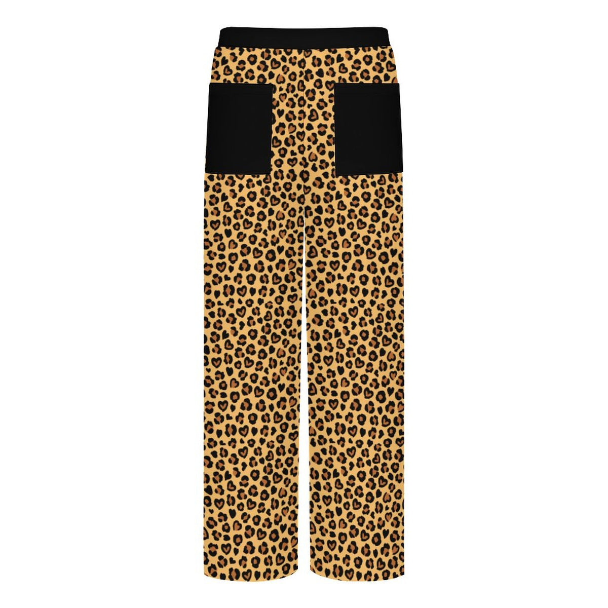 Heart Leopard Print | Women's Straight Wide-Leg Crop Pants