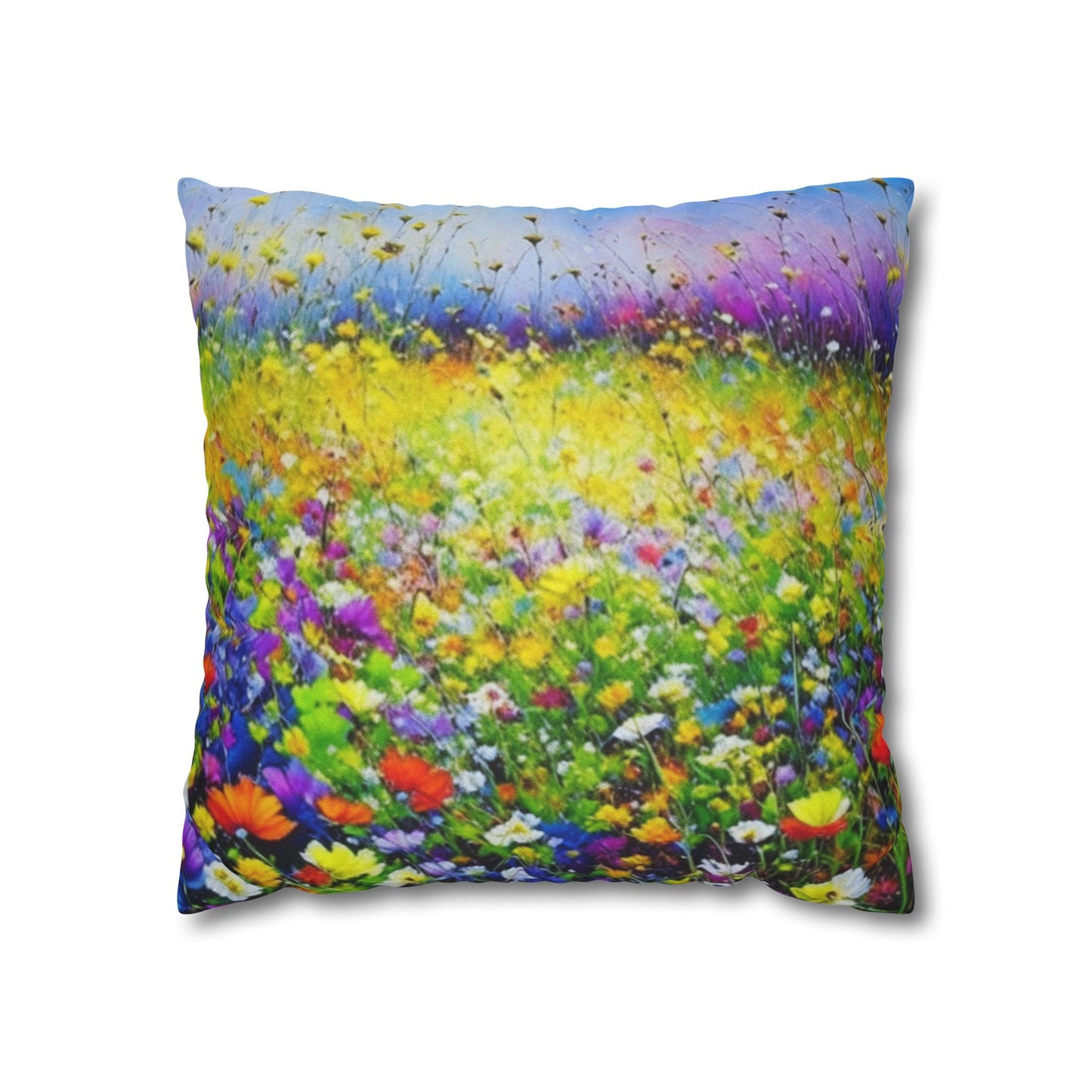 Wildflower Meadow - Spun Polyester Square Pillowcase Cushion Cover