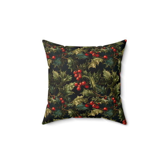 Red Holly Berries Holiday Cushion & Case - Spun Polyester Square Pillow Available in 4 Sizes