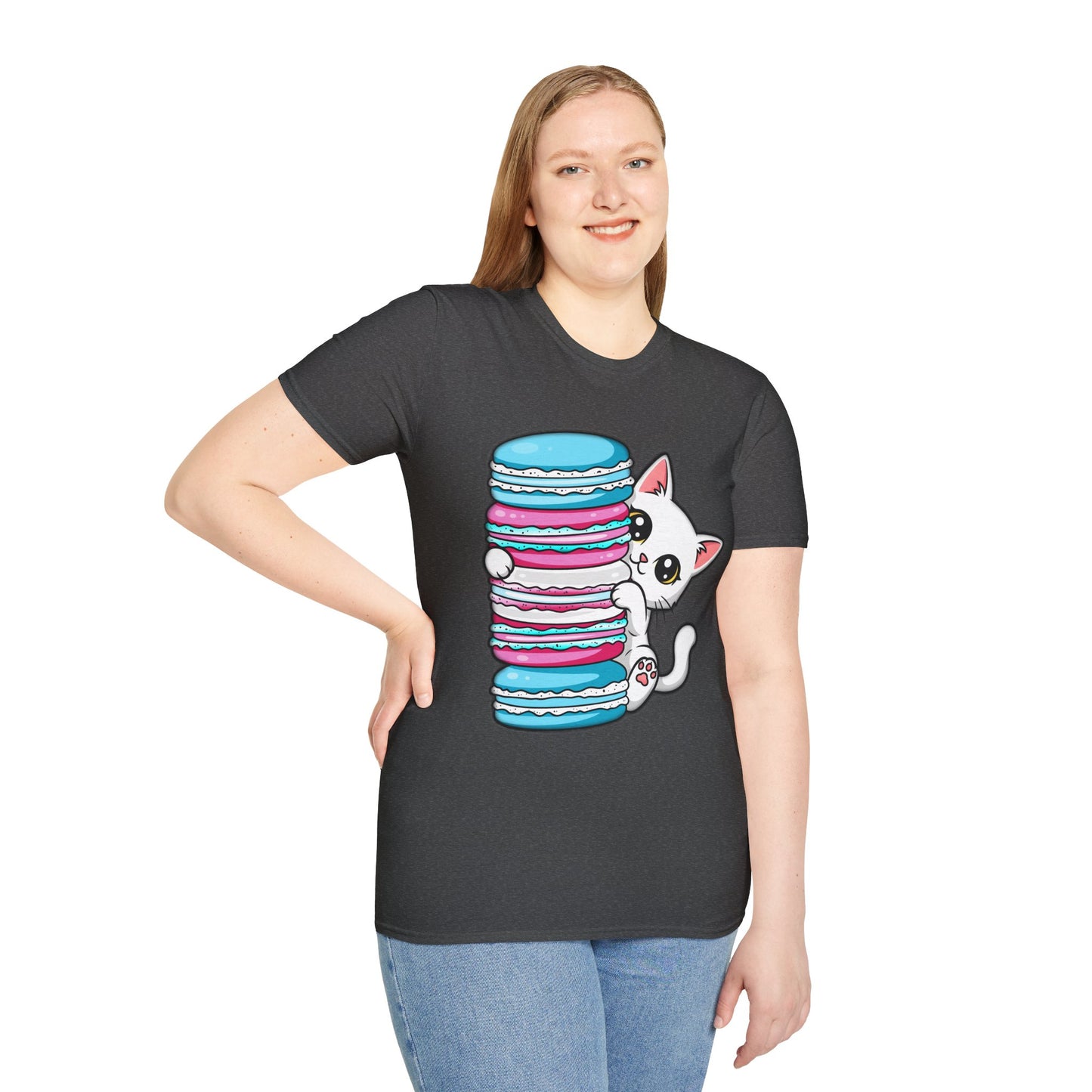 Peeking Kitten | Unisex Softstyle T-Shirt - Trans Flag Macaroons
