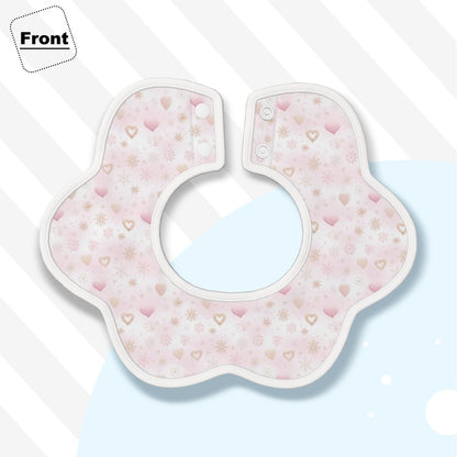 Subtle Hearts - Soft Petal-Shaped Reversible Baby Bib – Cotton Comfort for Little Ones