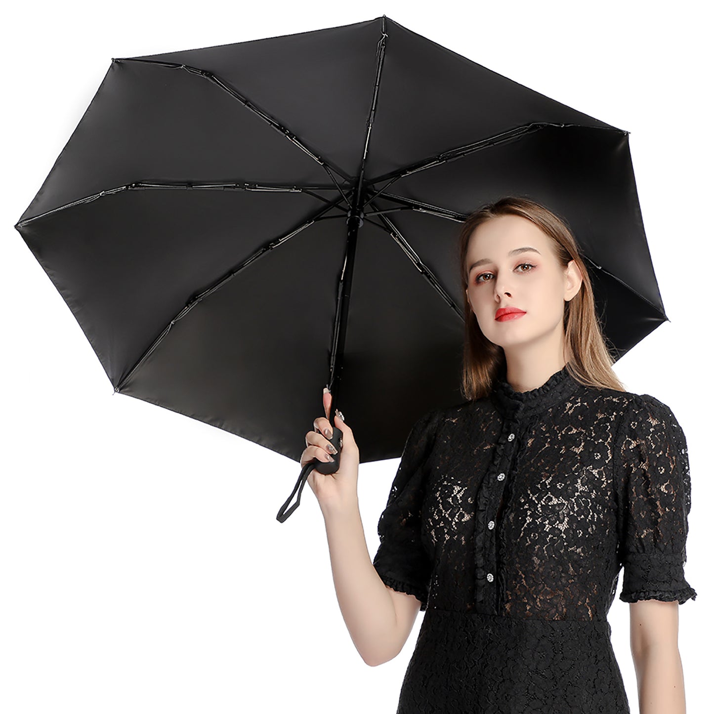 Apple Blossoms | Auto Umbrella with Black Underside